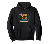 Livin' Easy Tropical Beach Hamaca Vacaciones Sudadera con Capucha, Unisex para Adultos, Negro, XL