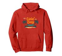 Livin' Easy Tropical Beach Hamaca Vacaciones Sudadera con Capucha, Unisex para Adultos, Rojo, XL