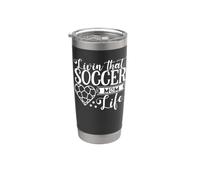 Livin' That Soccer Mamá Vida Divertido Deportes Día de la Madre Vaso térmico de acero inoxidable de doble pared