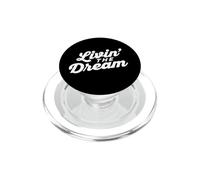 Livin The Dream Retro 70s Cursive Slant Sudadera con Capucha (Oscuro) PopSockets PopGrip para MagSafe