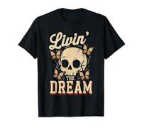 Livin 'The Dream Sarcastic Skull Butterflies Sarcasmo Camiseta