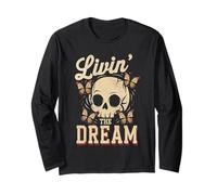 Livin 'The Dream Sarcastic Skull Butterflies Sarcasmo Manga Larga