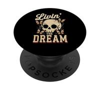 Livin 'The Dream Sarcastic Skull Butterflies Sarcasmo PopSockets PopGrip Adhesivo