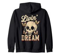 Livin 'The Dream Sarcastic Skull Butterflies Sarcasmo Sudadera con Capucha