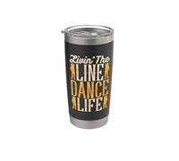 Livin' The Line Dance Life ama el baile en línea con música country Vaso térmico de acero inoxidable de doble pared