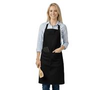 LivinEase Delantal de Cocina para Mujer, Delantal Ajustable con Bolsillos, Mandil para Hombre y Mujer, Ideal para Cocina, Repostería, BBQ y Uso Diario (Negro, Pack of 1)
