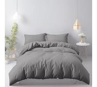LivinEase Duvet Cover Set - Brushed Microfiber Duvet Cover Set- 100 gsm Super Soft Duvet Cover Set in Solid Colors (Carbón/Gris, 255 x 200 cm + 2Pillowcase 50 x 80 cm)