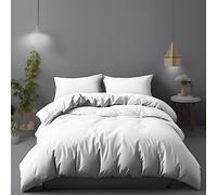 LivinEase Duvet Cover Set - Brushed Microfiber Duvet Cover Set- 100 gsm Super Soft Duvet Cover Set in Solid Colors (Blanco, 255 x 200 cm + 2Pillowcase 50 x 80 cm)