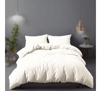 LivinEase Duvet Cover Set - Brushed Microfiber Duvet Cover Set- 100 gsm Super Soft Duvet Cover Set in Solid Colors (Crema, 255 x 200 cm + 2Pillowcase 50 x 80 cm)