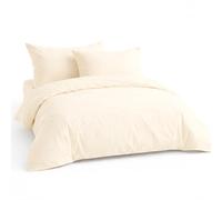 LivinEase Funda Nordica Cama 105 - Microfibra Juego de Funda de Edredon 200x200 cm y 2 Fundas de Almohada 80x80 cm - Juego de Funda nórdica Crema
