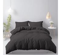 LivinEase Funda Nordica Cama 105 - Microfibra Juego de Funda de Edredon 200x200 cm y 2 Fundas de Almohada 80x80 cm - Juego de Funda nórdica Negro