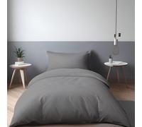 LivinEase Juego de Funda Nórdica de Microfibra Cepillada - 100 gsm Super Suave en Colores Sólidos (Carbón/Gris, 155 x 200 cm + 1 Funda de Almohada 50 x 80 cm)