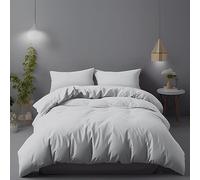 LivinEase Juego de Funda Nórdica de Microfibra Cepillada - 100 gsm Súper Suave en Colores Sólidos (Plata, 255 x 200 cm + 2 Fundas de Almohada 50 x 80 cm)