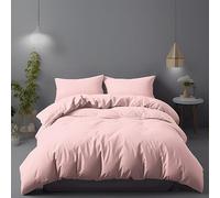 LivinEase Juego de Funda Nórdica de Microfibra Cepillada - 100 gsm Súper Suave en Colores Sólidos (Rosa, 255 x 200 cm + 2 Fundas de Almohada 50 x 80 cm)