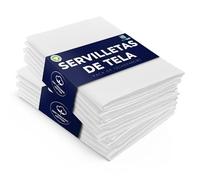 LivinEase Servilletas de Tela de Algodón - Paquete de 12 Servilletas de Mesa Blancas - Servilletas de Tela Grandes Reutilizables 100% Algodón 46 x 46 cm para Todas Las Ocasiones