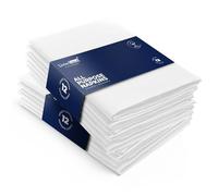 LivinEase Servilletas de Tela de Algodón - Paquete de 12 Servilletas de Mesa Blanco Puro - Servilletas de Tela Grandes Reutilizables 100% Algodón 46 x 46 cm para Mesa de Navidad (Blanco Puro)