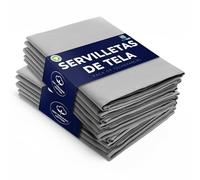 LivinEase Servilletas de Tela de Algodón - Paquete de 12 Servilletas de Mesa Gris - Servilletas de Tela Grandes Reutilizables 100% Algodón 46 x 46 cm para Mesa de Navidad (Gris)