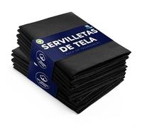 LivinEase Servilletas de Tela de Algodón - Paquete de 12 Servilletas de Mesa Negro - Servilletas de Tela Grandes Reutilizables 100% Algodón 46 x 46 cm para Mesa de Navidad (Negro)
