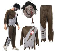 Living Dead Disfraz de zombi para adultos y hombres, disfraz de terror de los muertos vivientes con máscara para fiesta de Halloween, cosplay, carnaval y carnaval (XL)