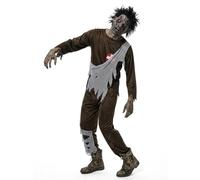 Living Dead Disfraz de zombi para adultos y hombres, disfraz de terror de los muertos vivientes con máscara para fiesta de Halloween, cosplay, carnaval y carnaval (L)
