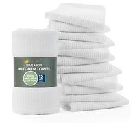 Living Fashions Toallas Bar Bar de la fregona de Limpieza Toallas de Cocina Prima algodón Hilado en Anillo de Cocina Bar,Toallas de Taller y Trapos Granel Bar Mop Set 16” x 19” White