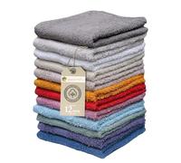 Living Fashions Toallas,Paquete de 12,100% Anillo Extra Suave algodón Hilado de algodón,tamaño,Suave y Absorbente,Lavable a máquina,Colores Vibrantes 13" x 13" Surtidos