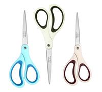 LIVING Juego de 3 Tijeras de acero Inoxidable, ultraafiladas con revestimiento de Titanio con mango suave, Tijeras duraderas para oficina, escuela, manualidades en casa, 3 unidades