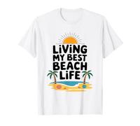 Living My Best Beach Life Fun Retro Atardecer Verano Tropical Camiseta
