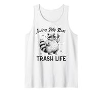 Living My Best Trash Life, divertido mapache, humor retro y animal Camiseta sin Mangas
