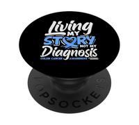 Living My Story Wear - Camiseta de Apoyo para el cáncer colorrectal Azul PopSockets PopGrip Adhesivo