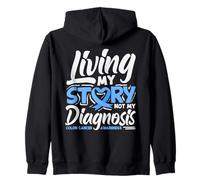 Living My Story Wear - Camiseta de Apoyo para el cáncer colorrectal Azul Sudadera con Capucha