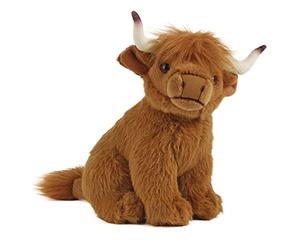 Living Nature Vaca Highland, Juguete de granja suave y realista, peluche ecológico Naturli, 16 cm
