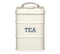 KitchenCraft Living Nostalgia Range Lata de acero inoxidable para almacenar té, Crema, 11 x 11 x 17 cm, Crema antiguo