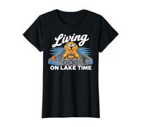 Living On Lake Time Golden Retriever Boat Dog Lover Camiseta gráfica económica