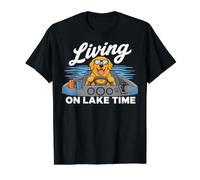 Living On Lake Time Golden Retriever Boat Dog Lover Camiseta gráfica económica