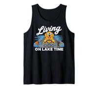 Living On Lake Time Golden Retriever Boat Dog Lover Camiseta sin Mangas