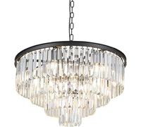 Living Room Crystal Pendant E14 Round Shape Embedded Ceiling Light Water Drop Hanging Lights, LED Chandelier