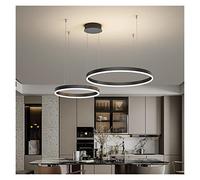 Living Room Large Chandelier Loft Modern Light Villa Stairwell Hotel Circle Pendant Lights for The Kitchen for Dining Room Lamps Modern LED Chandelier (Black40 60cm)