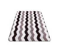 Living room rug Shaggy 100 x 160 cm - Bedside rug Bedroom Large size Shag rug Modern rug Shaggy rug Zig brown and white carpet