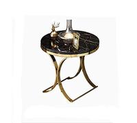 Living Room Small Coffee Table Marble Modern Sofa Side Table Corner Balcony Small Round Table (Color : Black)