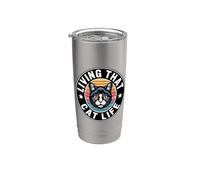 Living That Cat Life Vaso térmico de acero inoxidable de doble pared