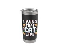 Living That Cat Life Vaso térmico de acero inoxidable de doble pared