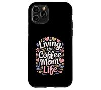 Living The Coffee Mom Life Cafeína Amante Corazones Carcasa para iPhone 11 Pro