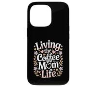 Living The Coffee Mom Life Cafeína Amante Corazones Carcasa para iPhone 13 Pro
