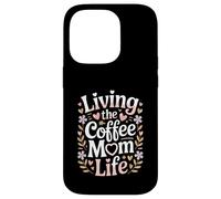Living The Coffee Mom Life Cafeína Amante Corazones Carcasa para iPhone 14 Pro