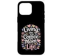 Living The Coffee Mom Life Cafeína Amante Corazones Carcasa para iPhone 16 Pro MAX