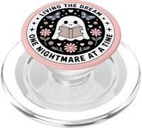 Living The Dream Book Lover Cute Ghost Reading Bookish Pink PopSockets PopGrip para MagSafe