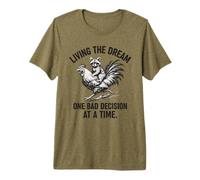 Living The Dream One Bad Decision At A Time Raccoon Rooster Camiseta Premium