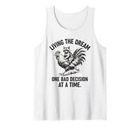 Living The Dream One Bad Decision At A Time Raccoon Rooster Camiseta sin Mangas