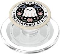 Living The Dream One Nightmare At A Time Cute Bookish Ghost PopSockets PopGrip para MagSafe